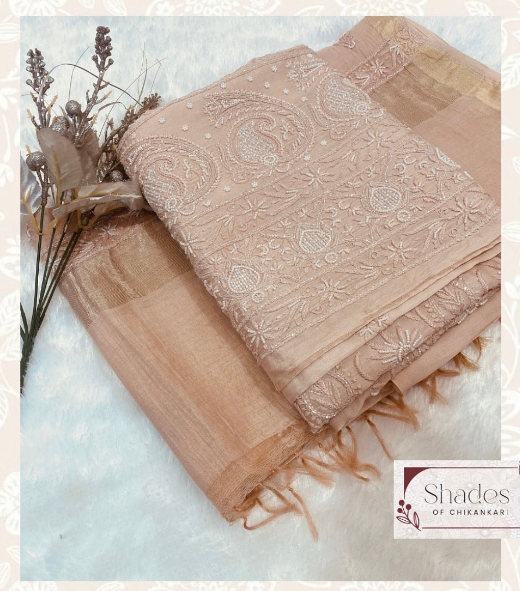 Noor Pearl Chanderi Unstitched Set