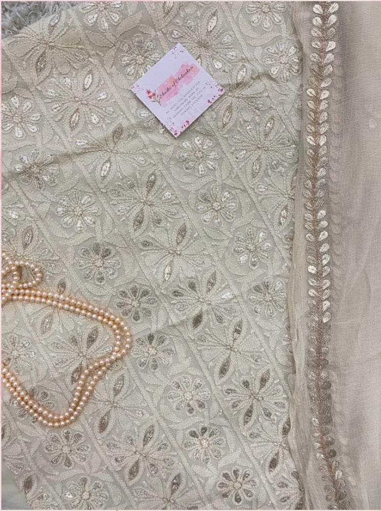 Noor Mukaish Georgette Unstitched Set