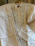Beige Mul Chanderi Semi-Stitched Top & Pant Co-ord Set