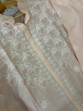Peach Mul Chanderi Semi-Stitched Top & Pant Co-ord Set