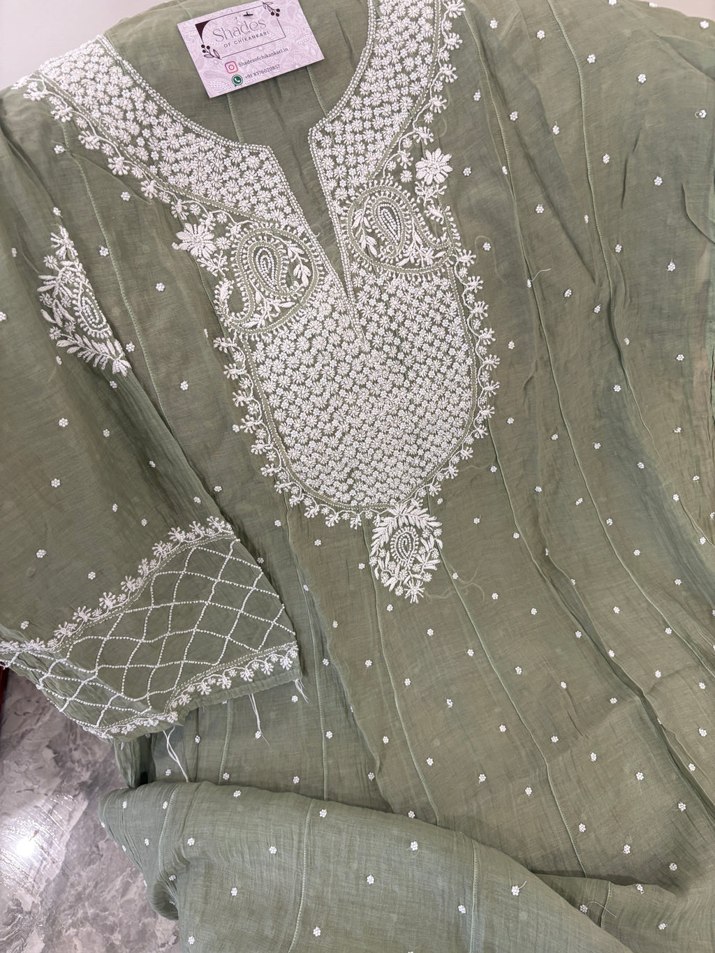 Semi-Stitched Mul Chanderi Kurta Dupatta set
