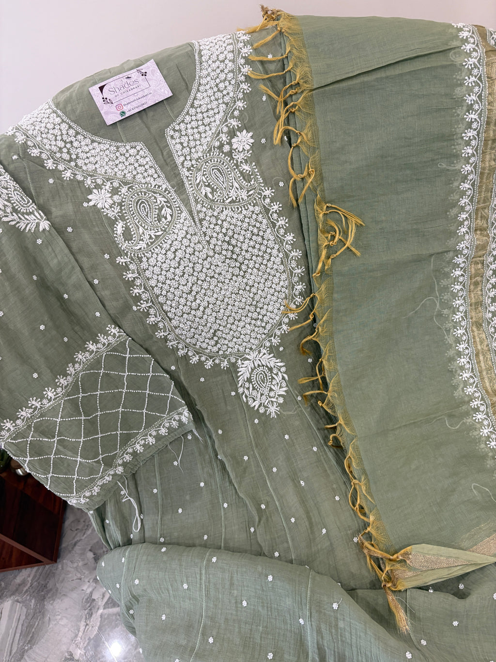 Semi-Stitched Mul Chanderi Kurta Dupatta set