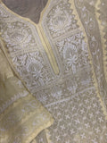 Baby Yellow Mul Chanderi Semi-Stitched Kurta Dupatta Set with Pearl Handwork