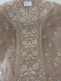 Pure Organza Unstitched Kurta Dupatta Set with Pearl Handwork